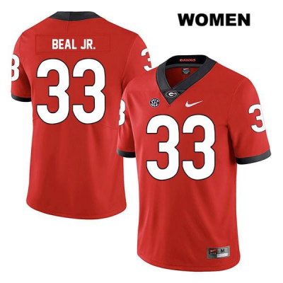 Women's Georgia Bulldogs NCAA #33 Robert Beal Jr. Nike Stitched Red Legend Authentic College Football Jersey HKU7854YX